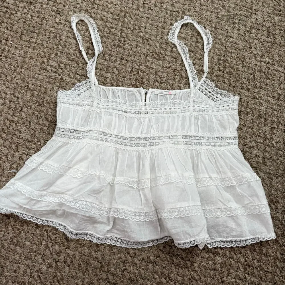 Free People | NWOT Lacey Trim  Summer Preppy Bohemian Darling Dreams Tank Top